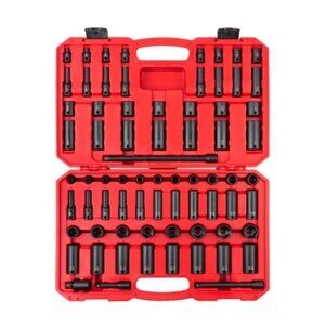 3/8 Inch Drive 6-Point Impact Socket Set with Case, 72-Piece(1/4-1 in., 6-24 mm)